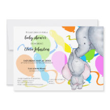 Waterverf olifanten, ballonnen Unisex Baby shower