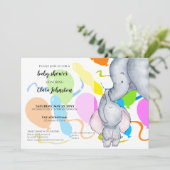 Waterverf olifanten, ballonnen Unisex Baby shower Kaart (Staand voorkant)