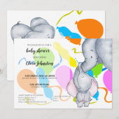 Waterverf olifanten, ballonnen Unisex Baby shower Kaart (Voorkant / Achterkant)