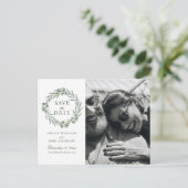 Waterverf olijf. Elegant Italiaans Save the Date Briefkaart (Staand voorkant)