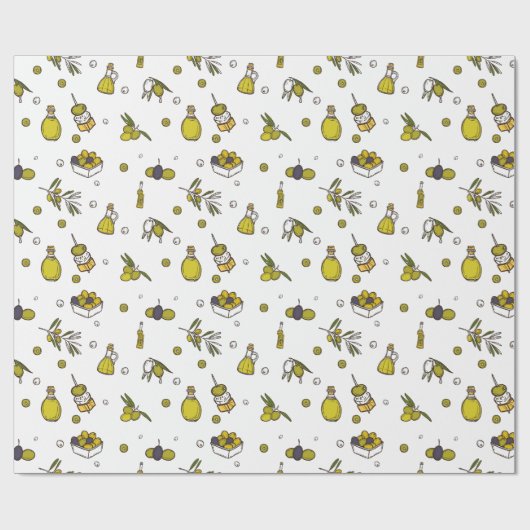 Waterverf Olijf, Olijftak & Oliefles Cadeaupapier (Vlak)