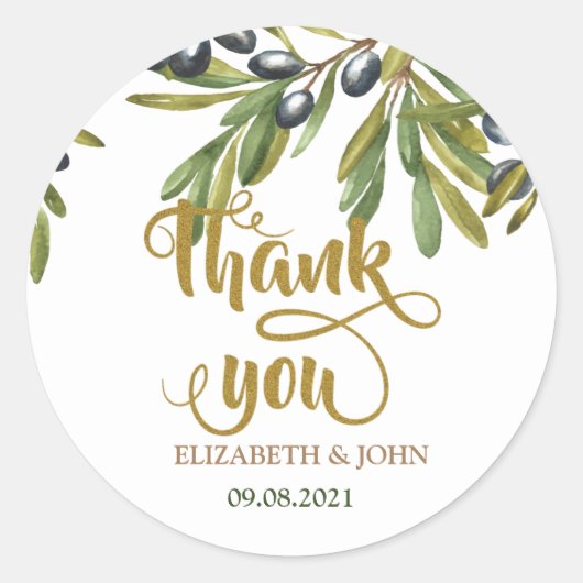 Waterverf Olijfbijkantoren Ronde Sticker (Voorkant)