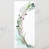 Waterverf Olijfblad Geometrisch Lijst Bruiloft Menu (Achterkant)