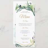 Waterverf Olijfblad Geometrisch Lijst Bruiloft Menu (Voorkant / Achterkant)