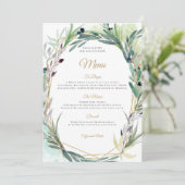 Waterverf Olijfblad Geometrisch Lijst Bruiloft Menu (Staand voorkant)