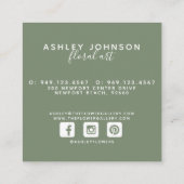 Waterverf Olijfblad Krans Sage Groene Typografie Vierkante Visitekaartje (Achterkant)