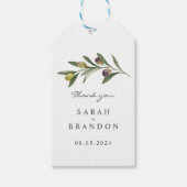 Waterverf Olijfblad Zomer Bruiloft Cadeaulabel (Voorkant)