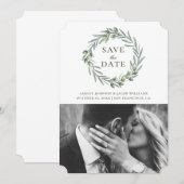 Waterverf olijfbladeren. Botanische krans. Italiaa Save The Date (Voorkant / Achterkant)