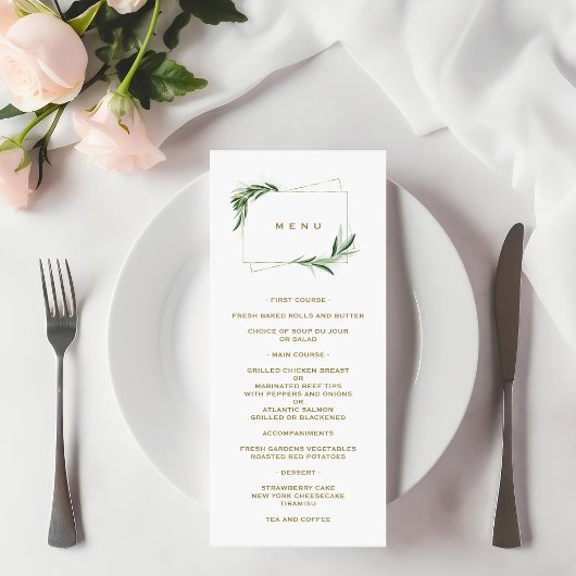 Waterverf Olijfbladeren Goud Doop Menu