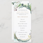 Waterverf olijfbladeren grens bruiloft programmakaart (Voorkant / Achterkant)
