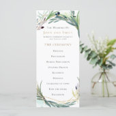 Waterverf olijfbladeren grens bruiloft programmakaart (Staand voorkant)