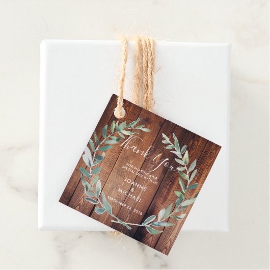 Waterverf olijfbladeren Hout Bind Hartelijk dank Bedankjes Labels (In situ)