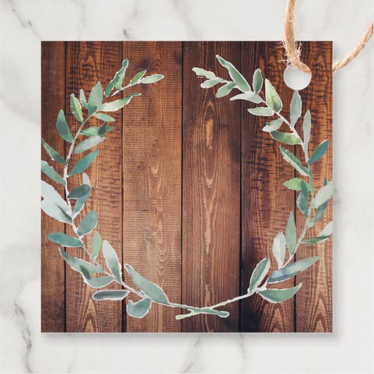 Waterverf olijfbladeren Hout Bind Hartelijk dank Bedankjes Labels (Achterkant)