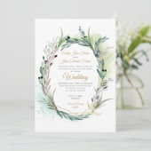 Waterverf olijfbladeren krans geometrische bruilof kaart (Staand voorkant)