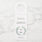 Waterverf olijfbladeren tak Bruiloft Dank U Flessenhanger (Voorkant)