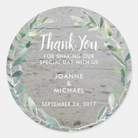 Waterverf olijfbladeren Weddenschap Ronde Sticker (Voorkant)