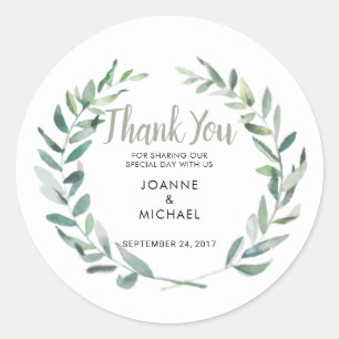 Waterverf olijfbladeren Weddenschap Ronde Sticker