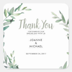 Waterverf olijfbladeren Weddenschap Vierkante Sticker