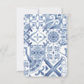 Waterverf Olijfblauwe tegel Griekenland Bruiloft Kaart (Achterkant)