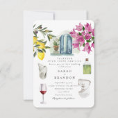 Waterverf Olijfblauwe tegel Griekenland Bruiloft Kaart (Voorkant)