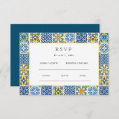 Waterverf Olijfblauwe tegel Mediterrane bruiloft (Voorkant / Achterkant)