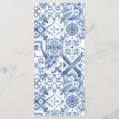 Waterverf Olijfblauwe tegel mediterrane wijn Menu (Achterkant)