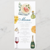 Waterverf Olijfblauwe tegel mediterrane wijn Menu (Voorkant)