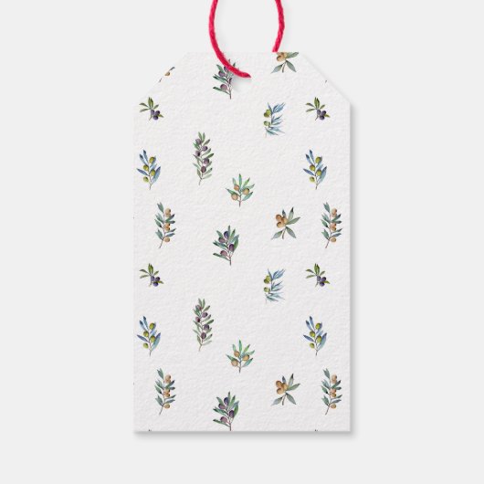 Waterverf olijfboomtakken bruiloft dank u cadeaulabel (Achterkant)