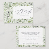 waterverf olijfelegant bruiloft notitiekaartje (Voorkant / Achterkant)