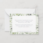 waterverf olijfelegant bruiloft notitiekaartje (Achterkant)