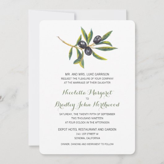 Waterverf olijfgaard | Bruiloft Kaart (Voorkant)