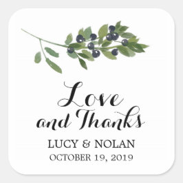 Waterverf Olijfgaard | Favor Bedankt Vierkante Sticker