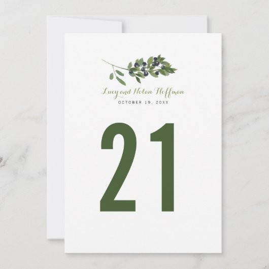 Waterverf Olijfgaard | Trouwtafel Nummer Kaart (Voorkant)