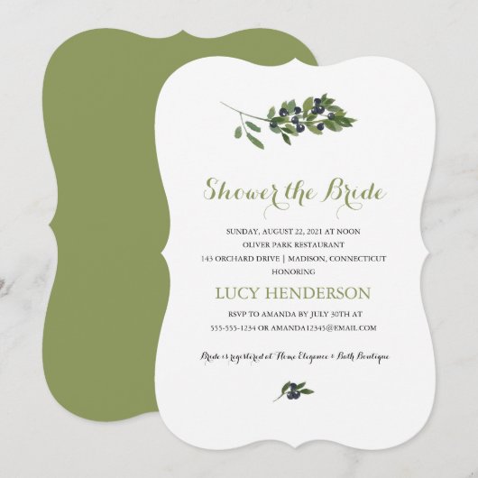 Waterverf Olijfgaard | VRIJGEZELLENFEEST Kaart (Voorkant / Achterkant)