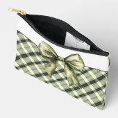 Waterverf Olijfgroen Bow Plaid Modern Rustiek Etui (Open)