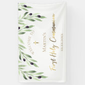 waterverf olijfgroen Eerste Heilige Communie Spandoek (Verticaal)