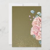 Waterverf Olijfgroen en bleekroze huwelijk Kaart (Achterkant)
