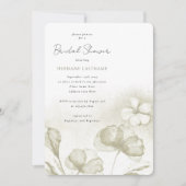 Waterverf Olijfgroene Bloemachtige Bruidsdouche Kaart (Voorkant)