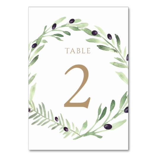 waterverf olijfkrans Tabel Nummer 2 Kaart (Achterkant)