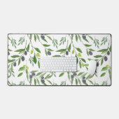 Waterverf Olijfpatroon Bureaumat (Keyboard & Muis)