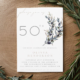 Waterverf Olijftak Adult Birthday Invitation