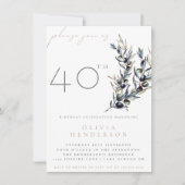Waterverf Olijftak Adult Birthday Invitation (Voorkant)