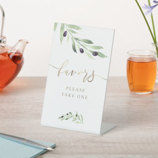 waterverf olijftak bevoordeelt voetsporen reclamebord met voetstuk (Insitu)