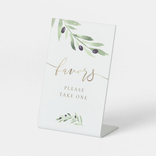 waterverf olijftak bevoordeelt voetsporen reclamebord met voetstuk (Voorkant)