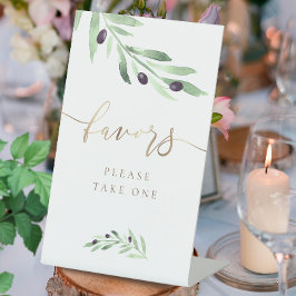 waterverf olijftak bevoordeelt voetsporen reclamebord met voetstuk