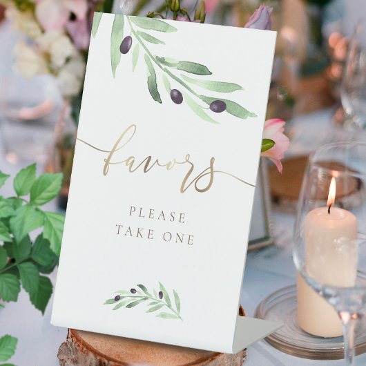 waterverf olijftak bevoordeelt voetsporen reclamebord met voetstuk