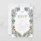 Waterverf olijftak boho bruiloft RSVP kaartje (Voorkant)