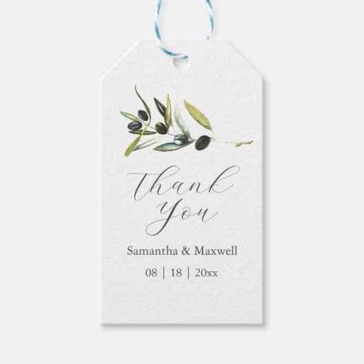 Waterverf Olijftak Bruiloft Favor Labels Cadeaulabel (Voorkant)