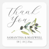 Waterverf Olijftak bruiloft gunst Vierkante Sticker (Voorkant)