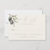 Waterverf Olijftak Bruiloft RSVP Response Kaart (Voorkant)